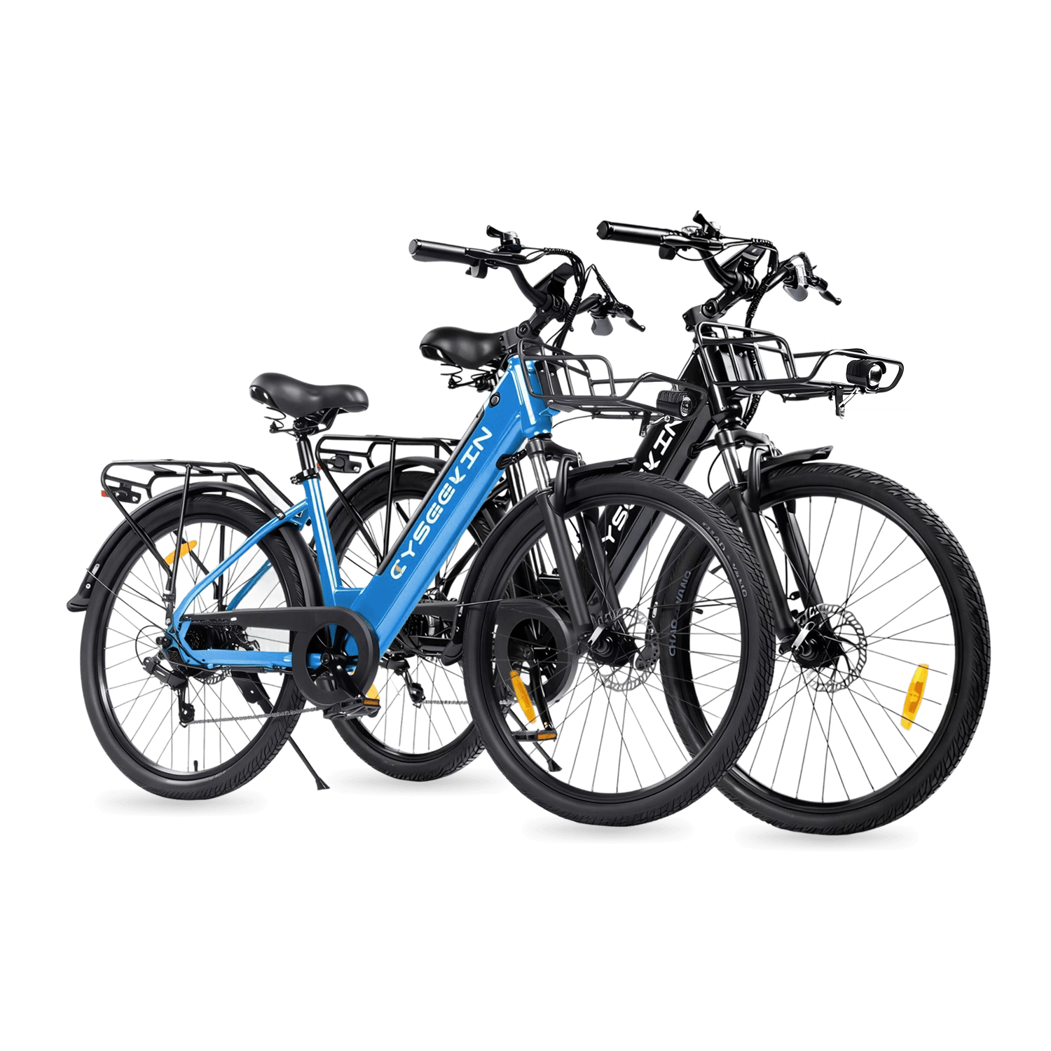 Cyseekin S10 City E-Bike 2er-Set – Ideal für Paare & Familien - Schwarz + Blau (2er-Set)