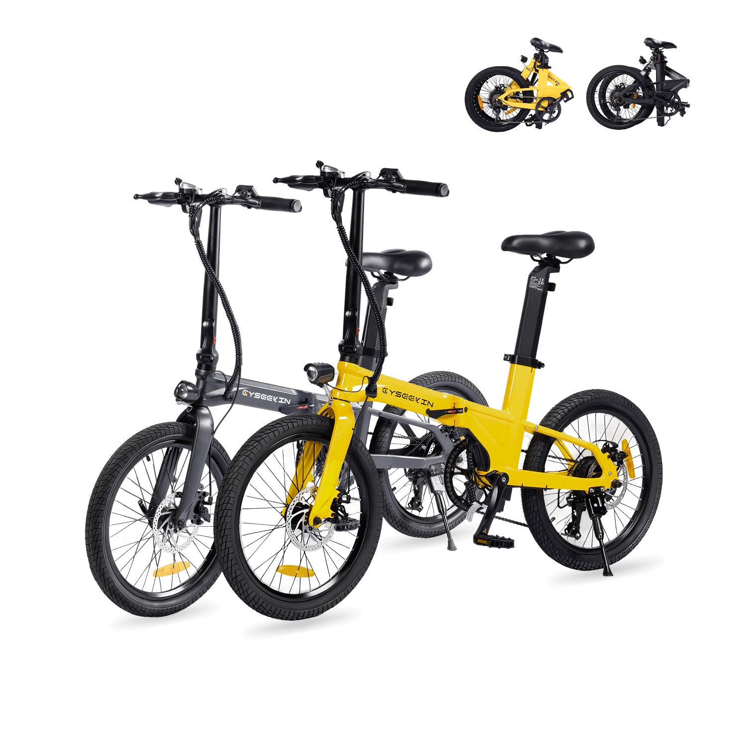 Cyseekin C10 Falt-E-Bike Doppelpack – Perfekt für Paare & Pendler - Schwarz + Gelb (2er-Set)