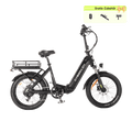 Cyseekin C20 Mini Cargo E-Bike für Stadt, Alltag und Pendeln - Schwarz / Transport-Paket – mit Gepäckträger