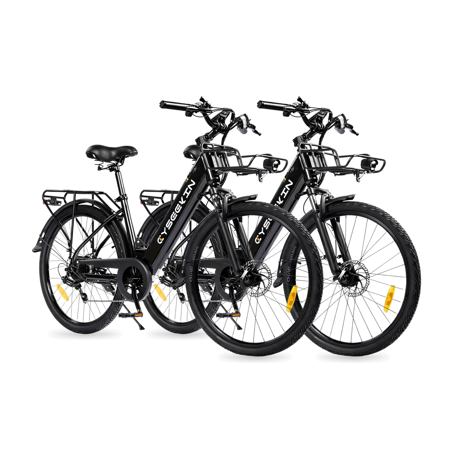 Cyseekin S10 City E-Bike 2er-Set – Ideal für Paare & Familien - Schwarz + Schwarz (2er-Set)