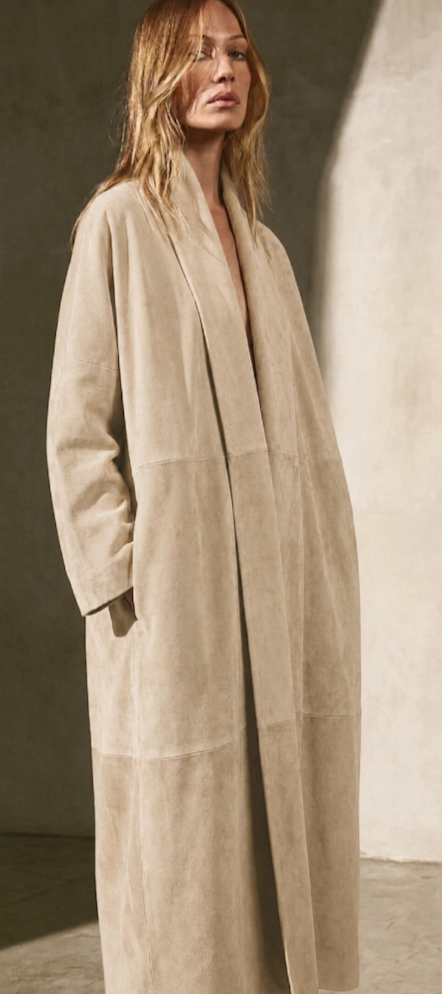 SUEDE CAPE COAT - Sand - XS/S