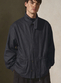 DRAWSTRING LINEN JACKET - Midnight - XS/S