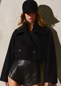 CROPPED WOOL PEACOAT - Noir - M