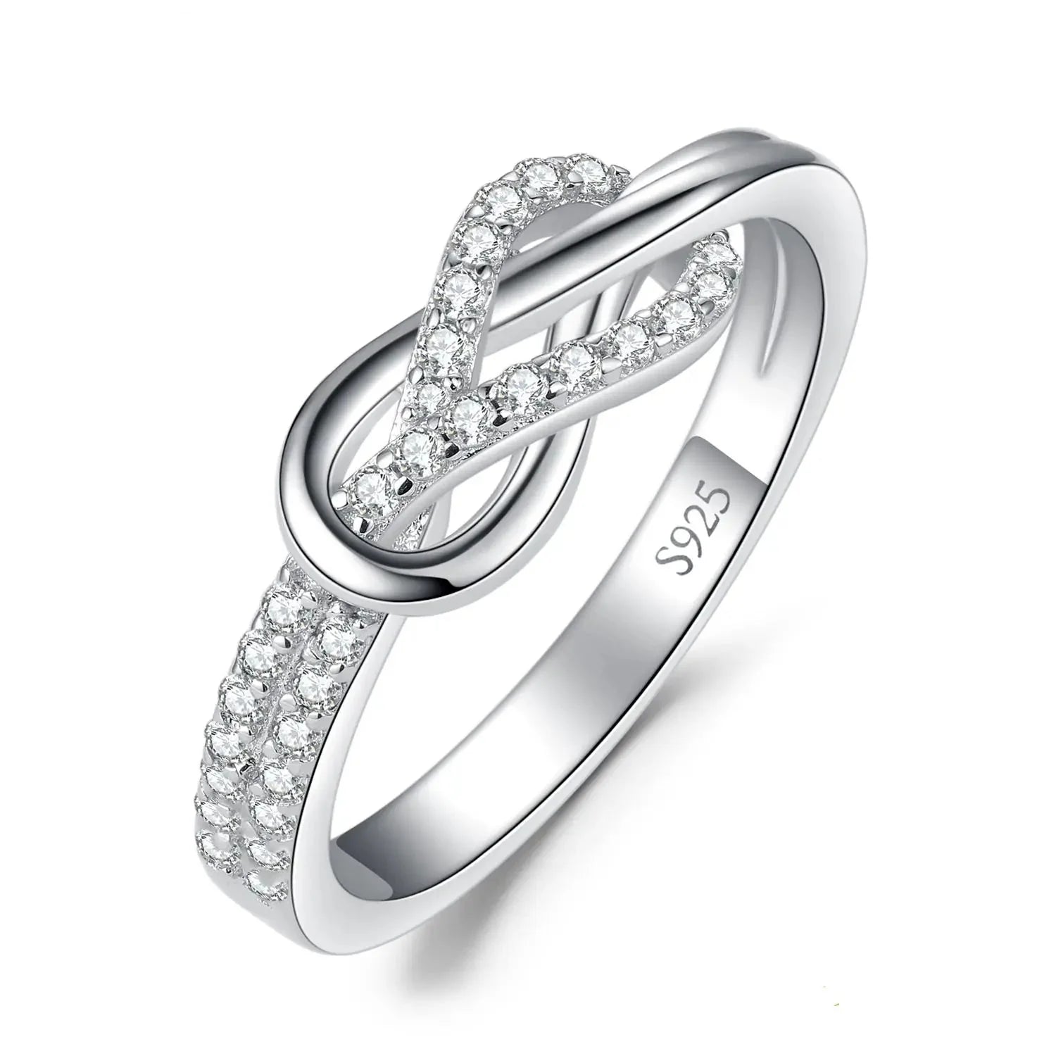 Elevate Your Elegance with the Infinity Love Knot 925 Sterling Silver Gemstone Ring - 7