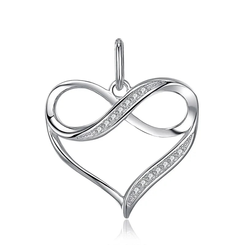 Elegant Infinity Love Knot Heart Pendant Necklace in 925 Sterling Silver - A Timeless Gift for Women and Girls - No Chain