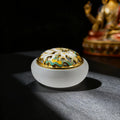 Serenity in the Palm Burner Set (Includes Incense Slices) - Mini White Glazed Liuli