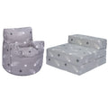 Kids Bean Bag Armchair and Folding Z Bed Printed Toddler Beanbag Chair and Guest Mattress - Shooting Stars