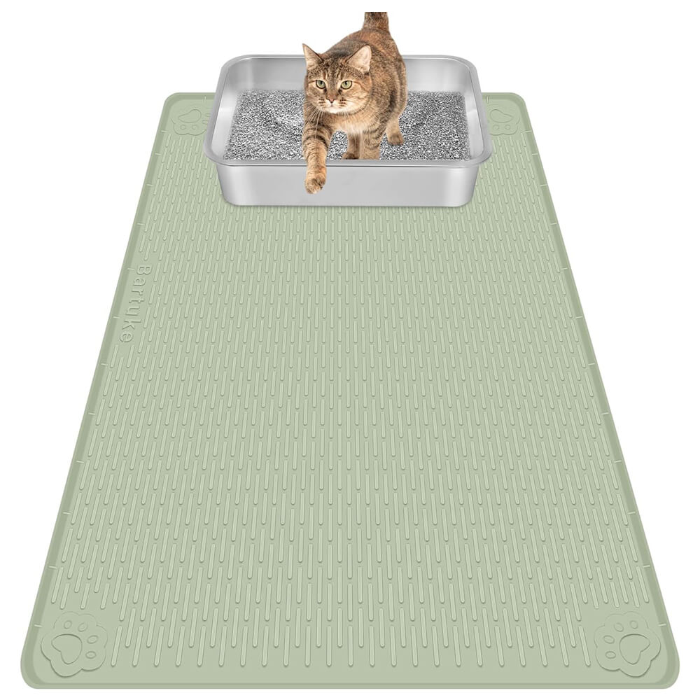 Green Silicone Stripe Cat Litter Mat - 50"x35"