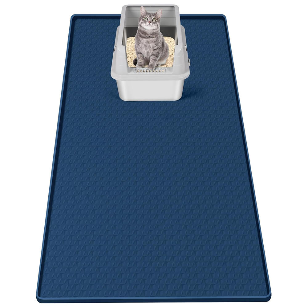 51" x 25.6" Navy Blue Diamond Silicone Mat Litter Trapping Mat - 51" x 25.6"