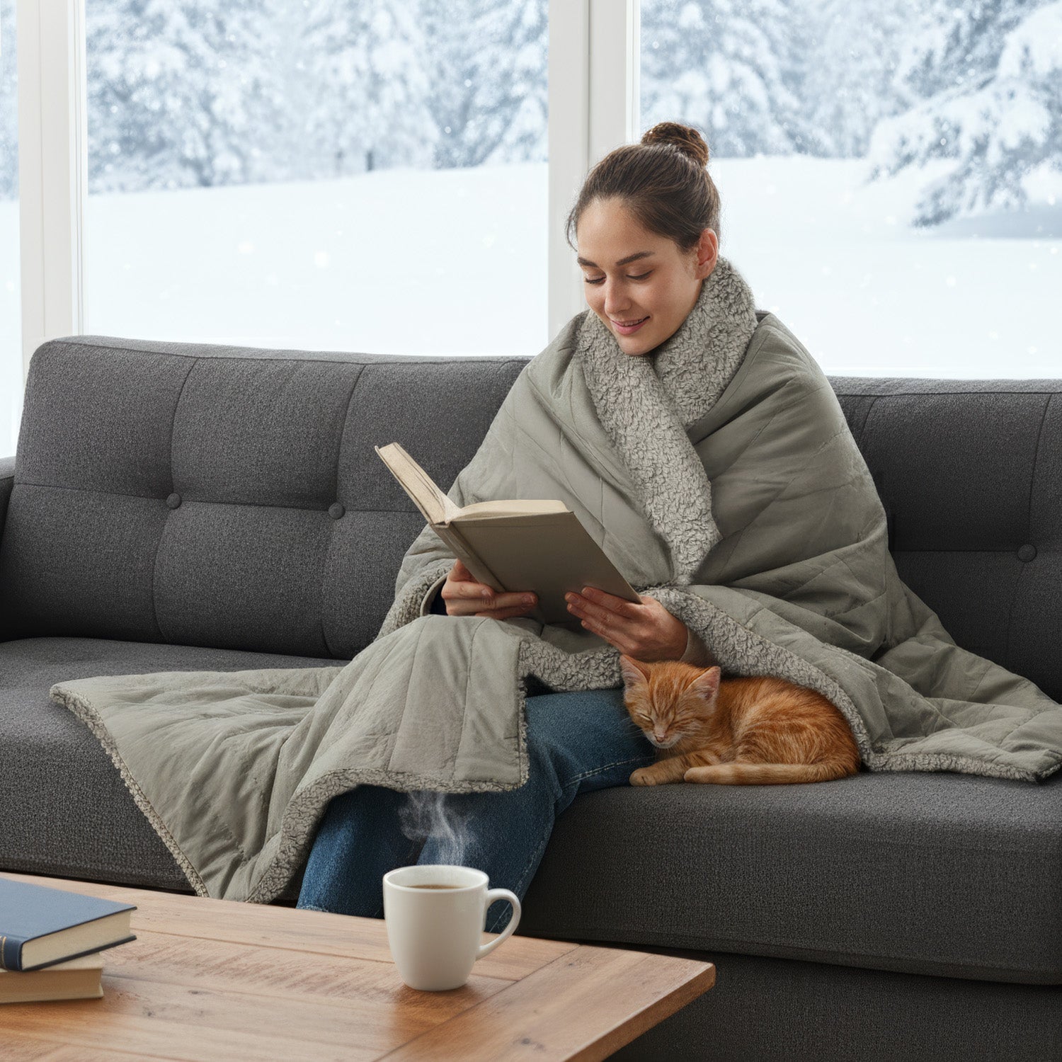 2-in-1 Cordless Wearable Heated Blanket Waist Belt Edition - Silver Mist / Removable Belt -50"* 60" / 3-5 days delivery