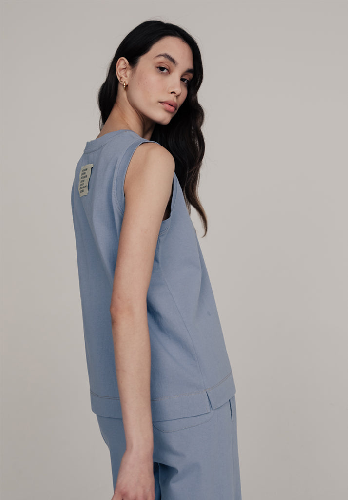 Skye Sleeveless Tank Top In Blue - M