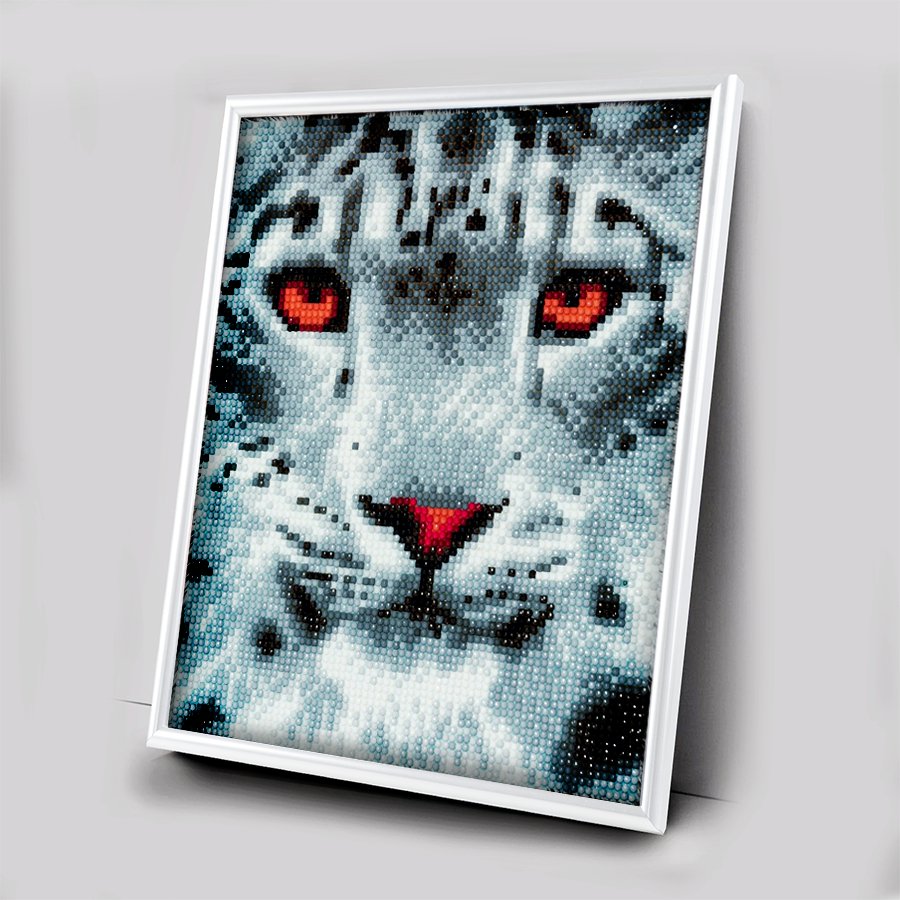 Snow Leopard Crystal Art Picture Frame Kit 21 x 25cm
