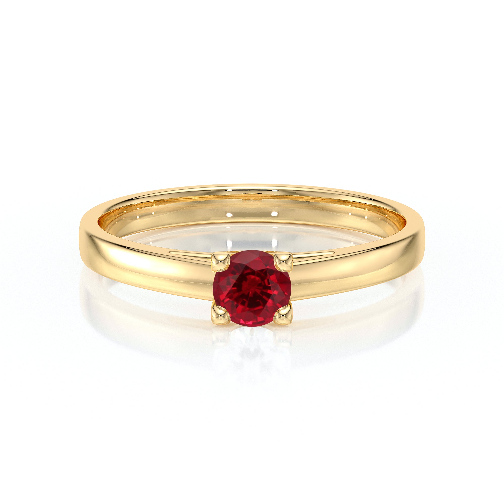 Solitaire rubis Lune de Miel – 1 - Or jaune / 4mm (environ 0,25 carat)