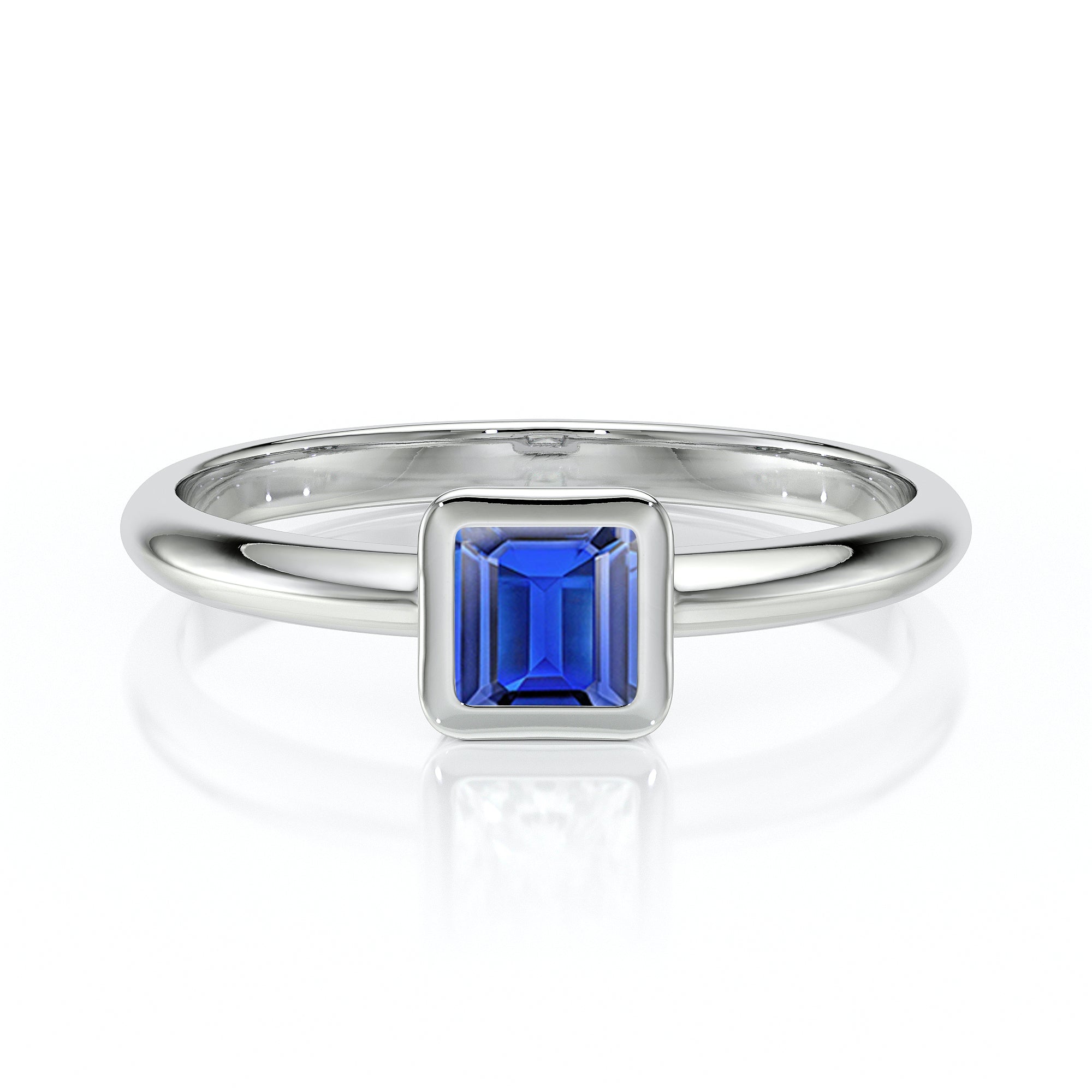 Solitaire saphir Nuit de Noces – 3 - Or blanc / 5x5mm (environ 0,80 carat)