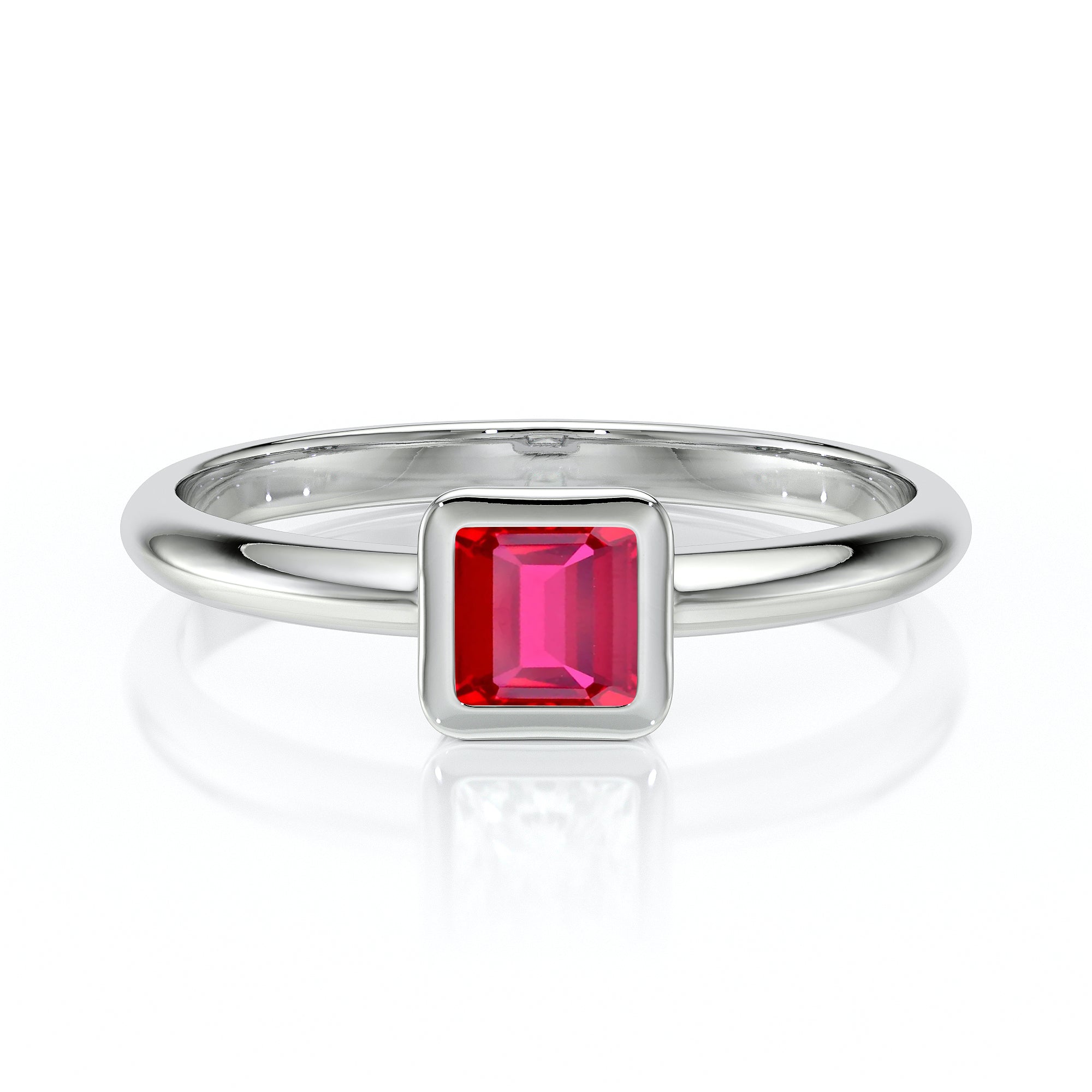 Solitaire rubis Nuit de Noces – 3 - Or blanc / 3x3mm (environ 0,30 carat)
