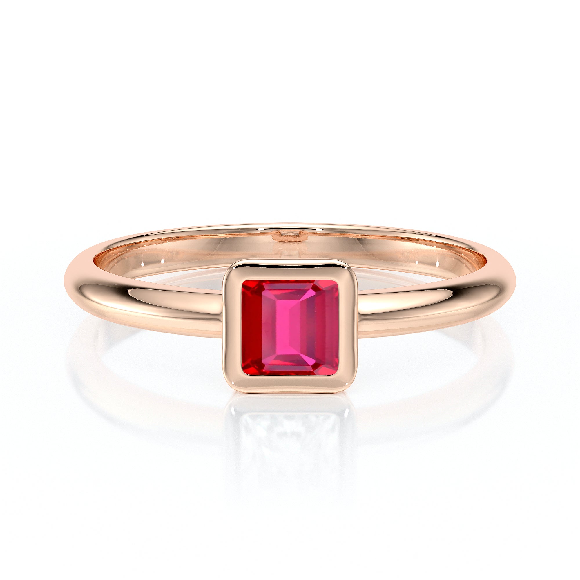 Solitaire rubis Nuit de Noces – 3 - Or rose / 5x5mm (environ 0,80 carat)