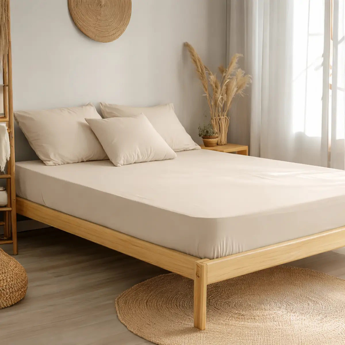 Fein-Jersey Spannbettlaken - Beige / 90-100 x 200 cm