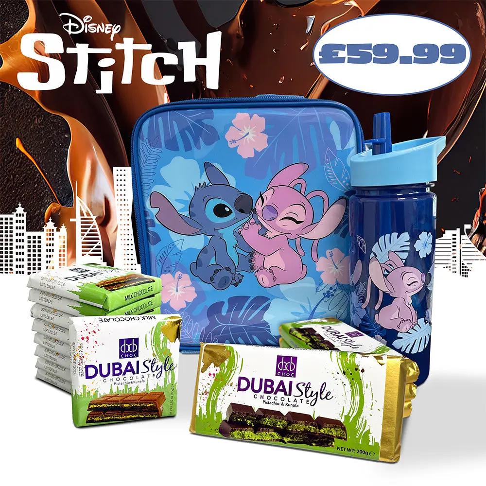 Stitch Back To School Lunch Box & Bottle Special Offer With Dubai Style Milk Chocolate Bars