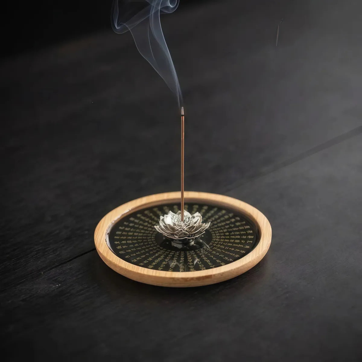 Stillness & Wisdom Burner Set (Includes Incense Sticks) - Lotus Heart Sutra Incense Stick Holder Set  (Incense Sticks Included) - Black