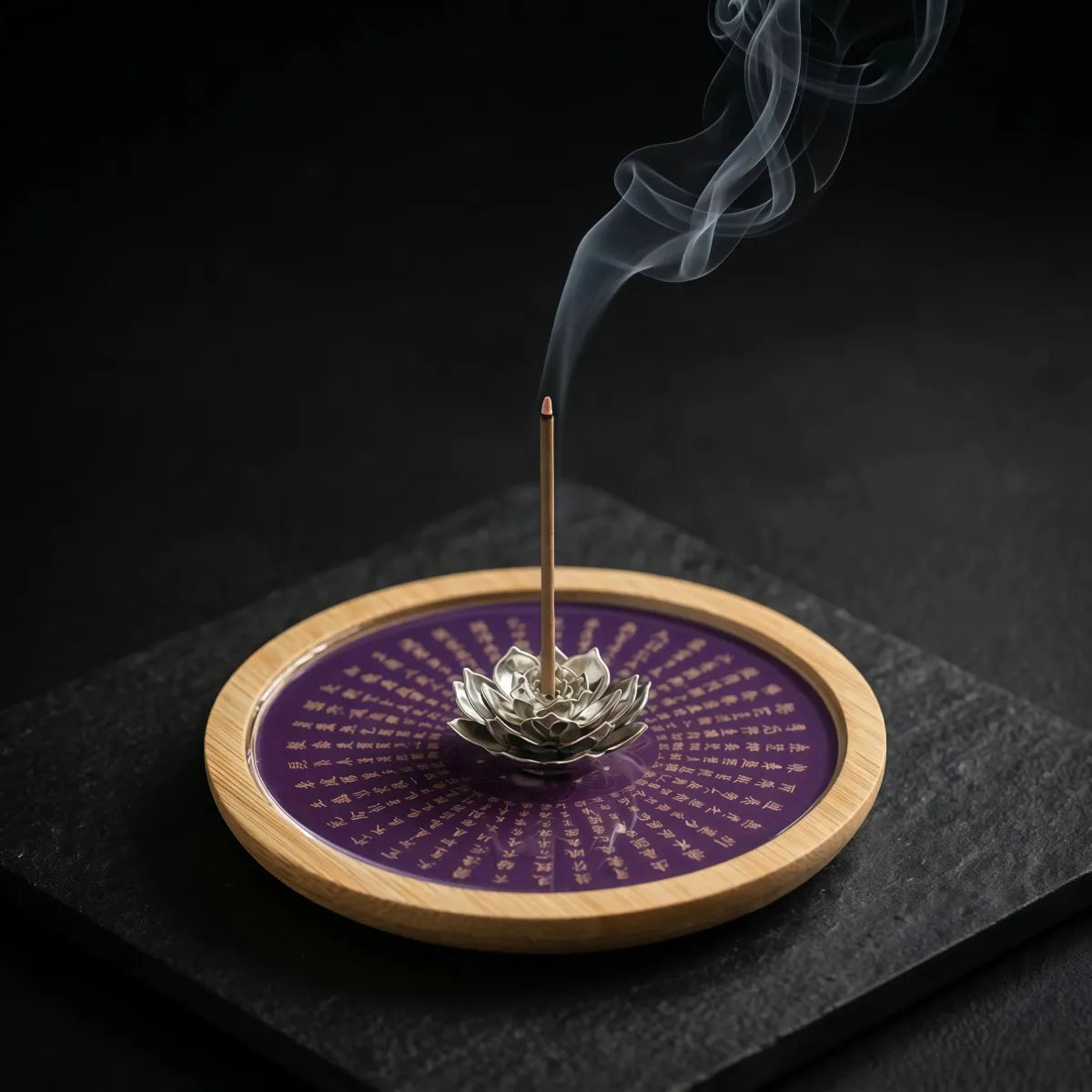 Stillness & Wisdom Burner Set (Includes Incense Sticks) - Lotus Heart Sutra Incense Stick Holder Set  (Incense Sticks Included) - Purple