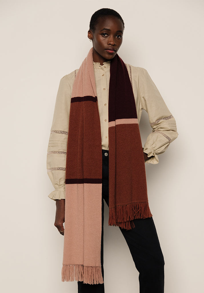 Bordeaux Stripe Scarf In Multi - One Size