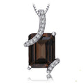 Stunning 2.2Ct Genuine Smoky Quartz Pendant Necklace in 925 Sterling Silver - A Timeless Gift for Her