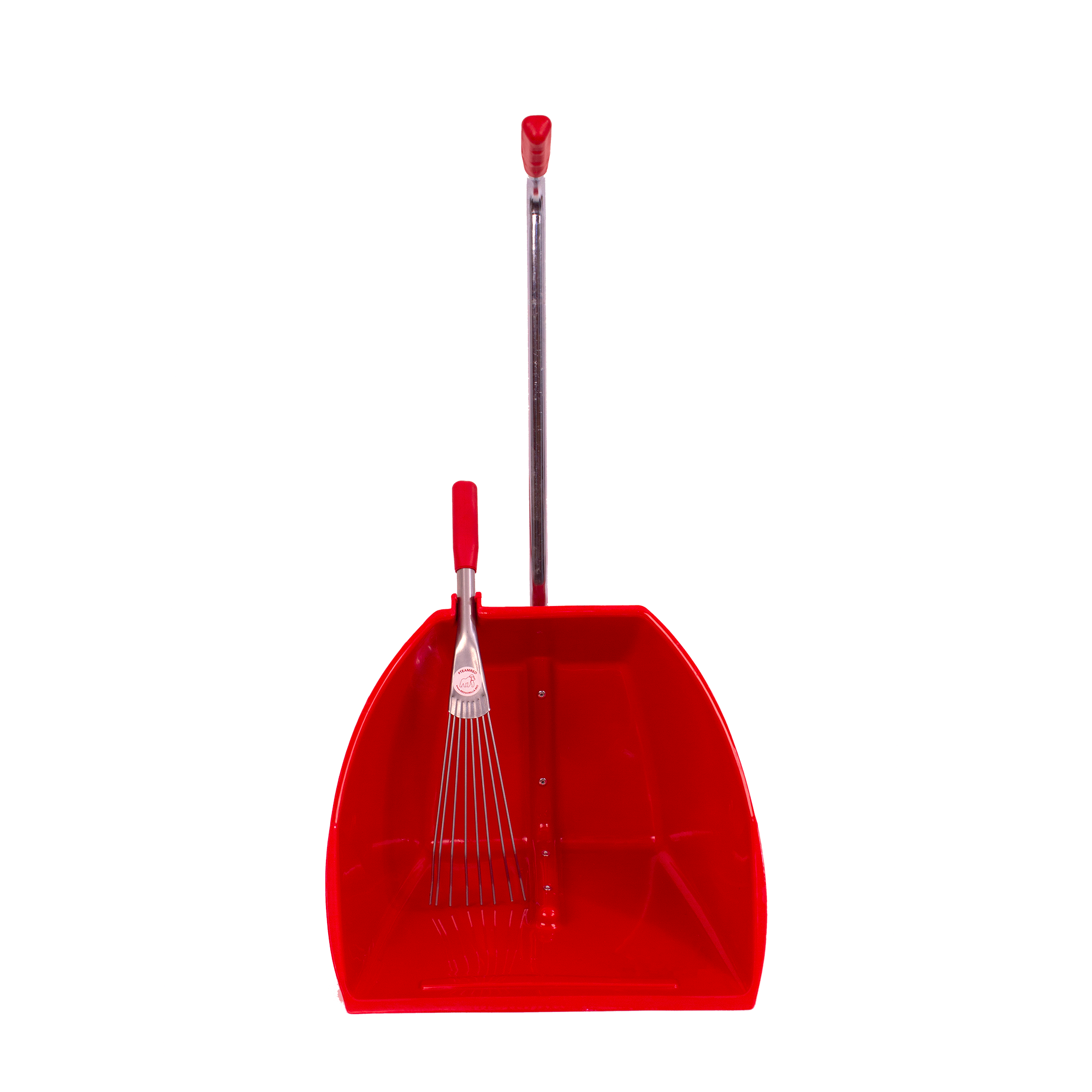 Big Tidee™ with Short Metal Rake | High Capacity Scoop and Rake Cleaning Set - Red