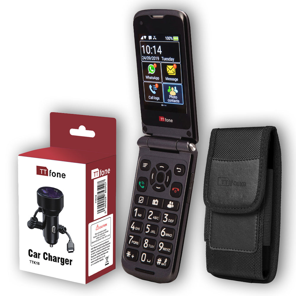 TTfone TT950 Mobile Phone Bundle with Case and Car Charger - EE