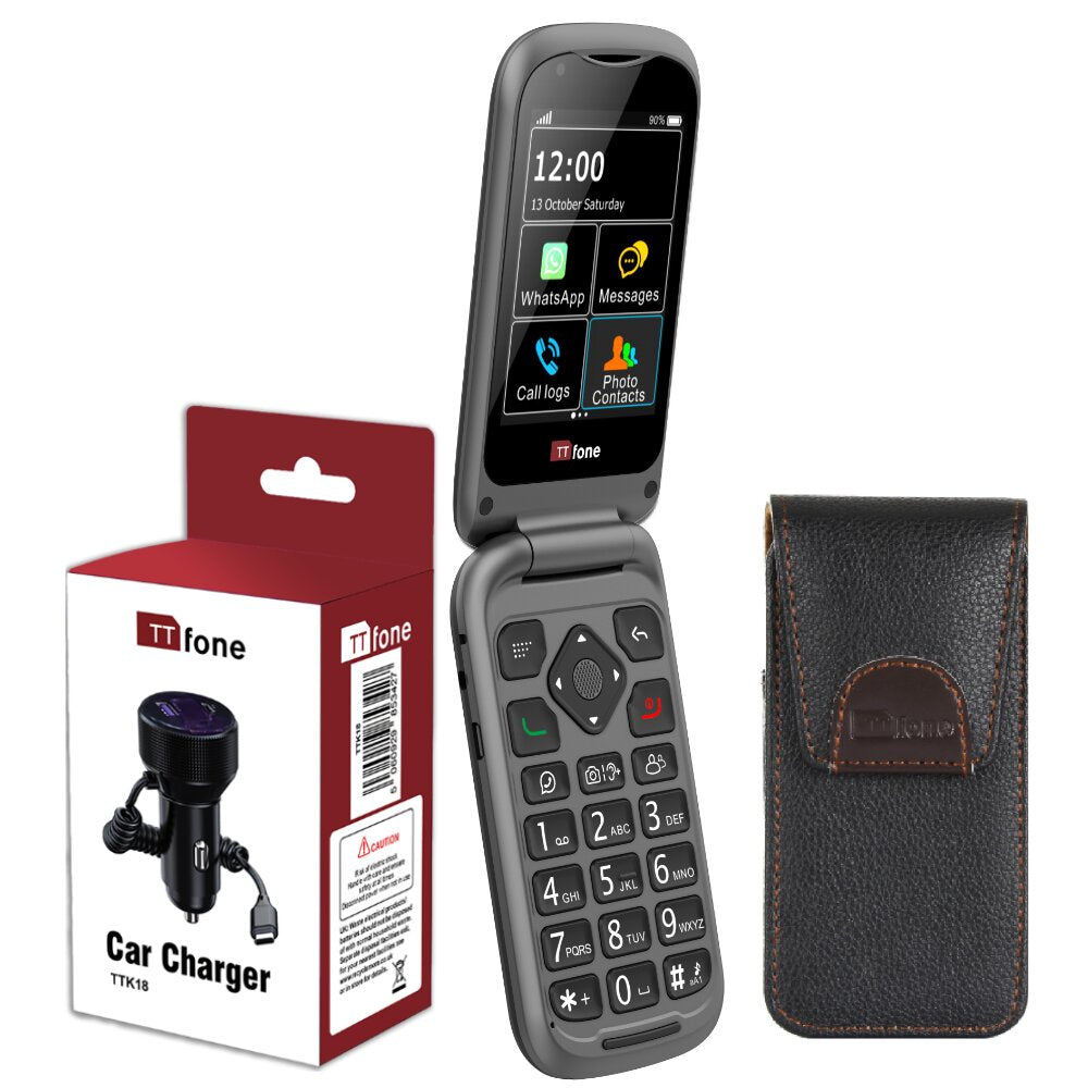 TTfone TT970 4G Mobile Phone Bundle with Case and Car Charger - Vodafone