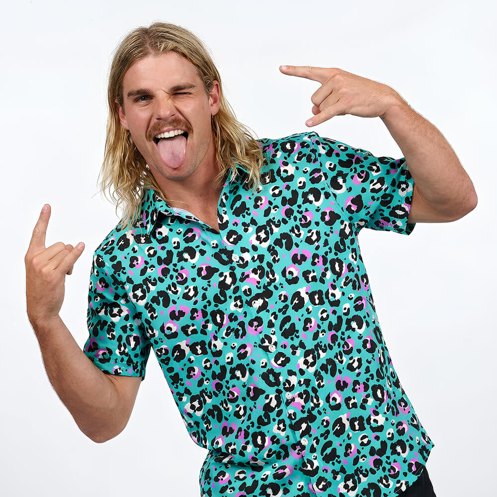 Turquoise Tempest Leopard Print Shirt - 5XL