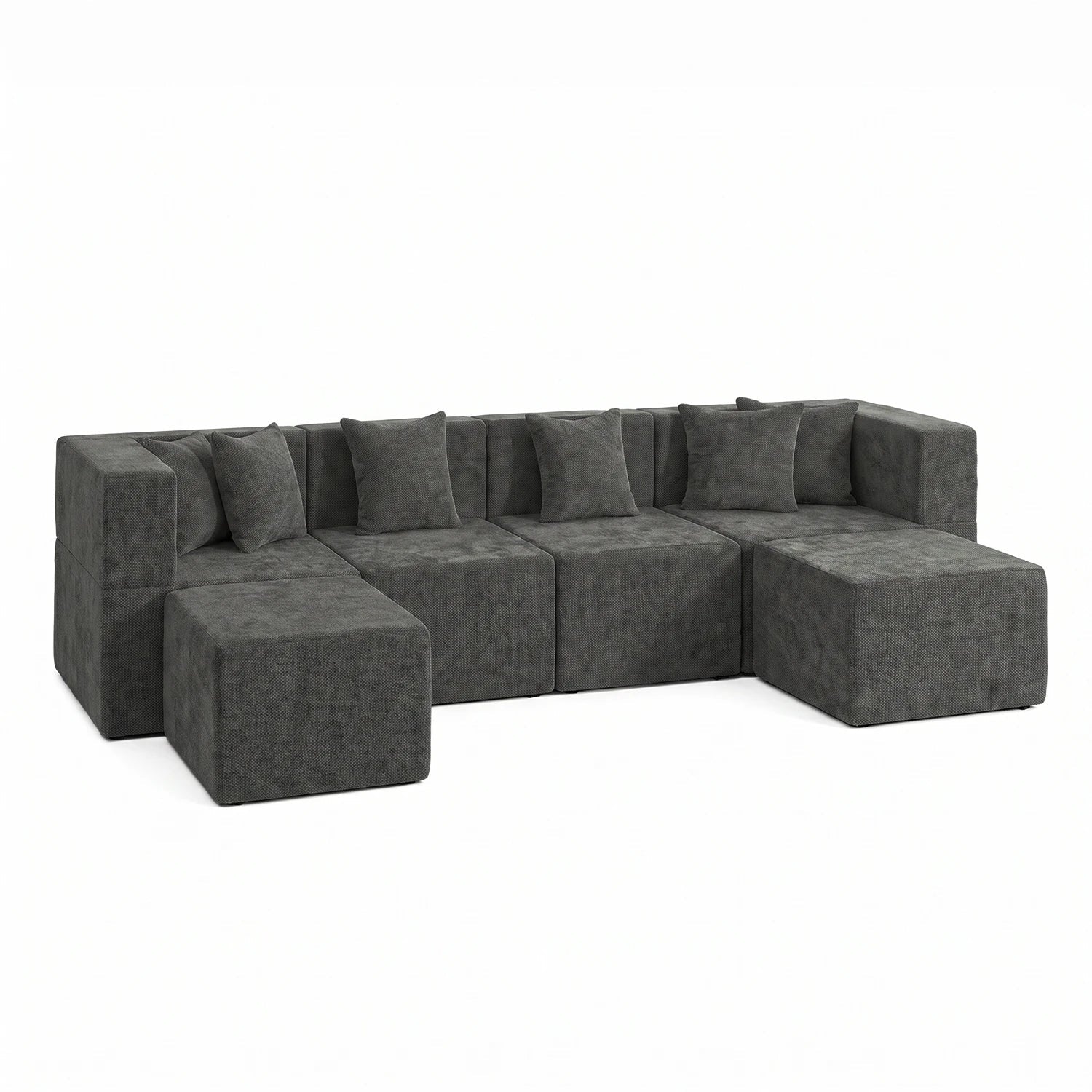 U-Shaped Modular Couch - Dark Grey / Chenille
