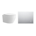 HOROW UG09R Wand-WC aus Keramik mit Soft-Close-Sitz & Superspin-Spülung - WC & Spiegel Set