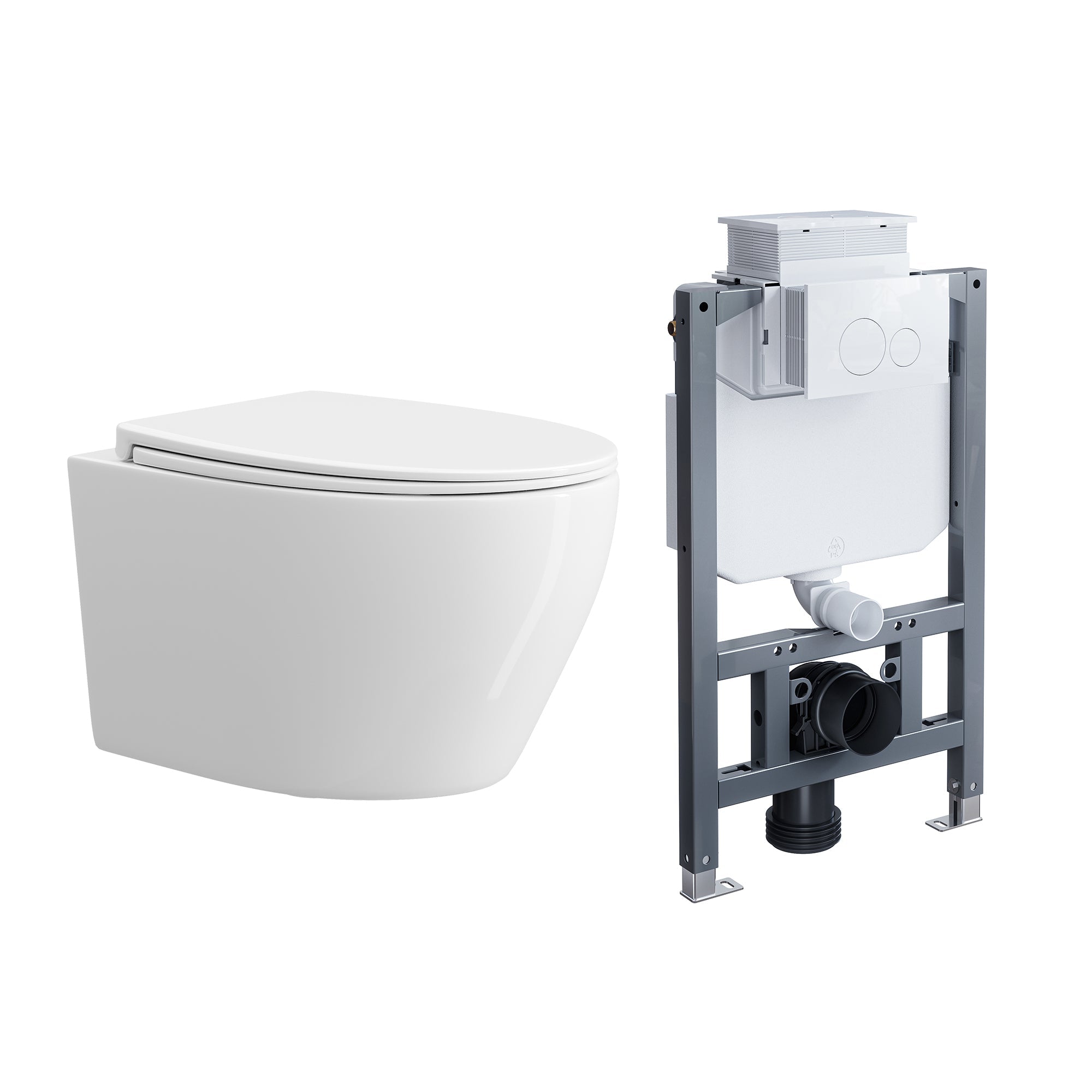 HOROW UG09R Wand-WC aus Keramik mit Soft-Close-Sitz & Superspin-Spülung - WC & Spülkasten Set