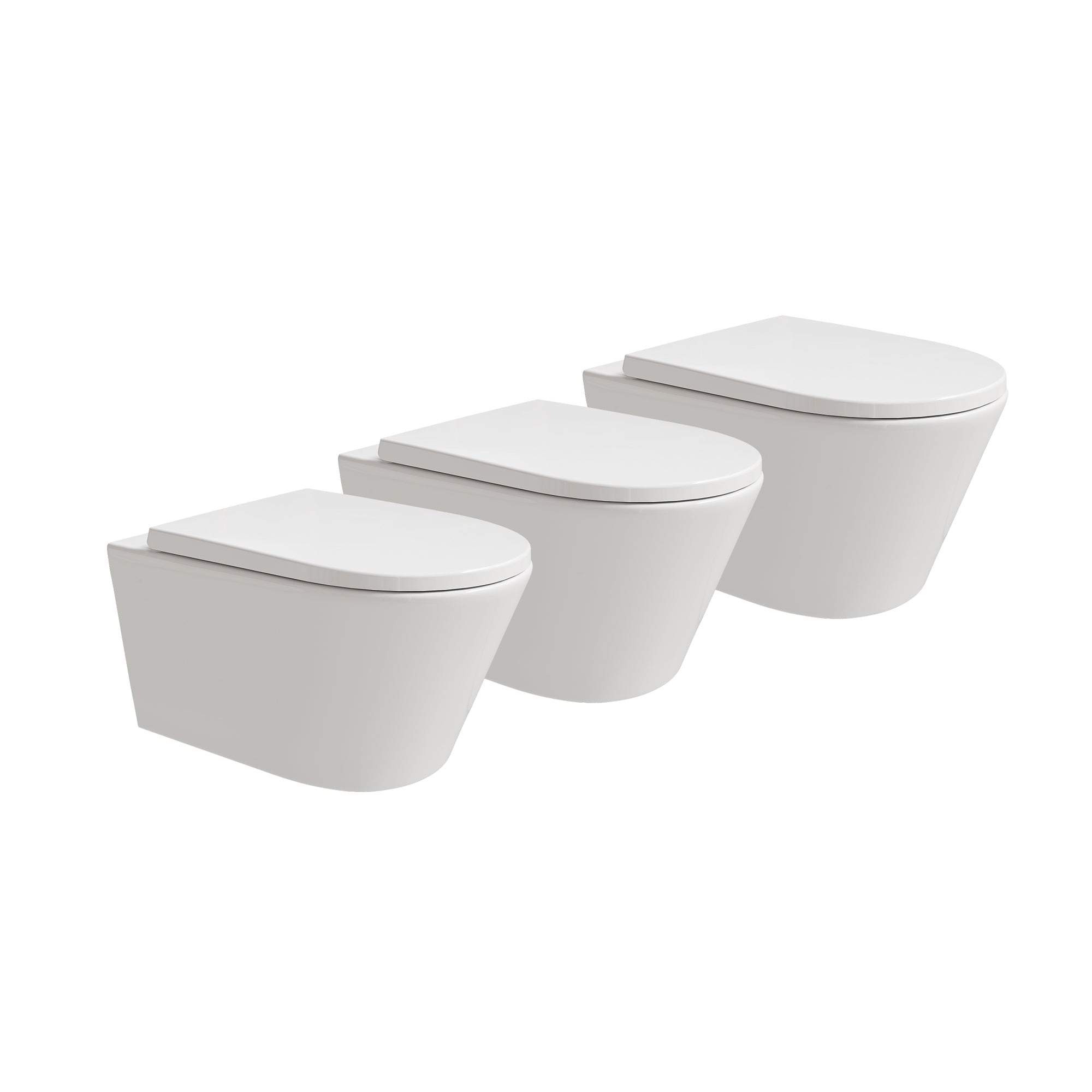 HOROW UG10R Wand-WC 53,9 cm – Weiß - 3er-Set