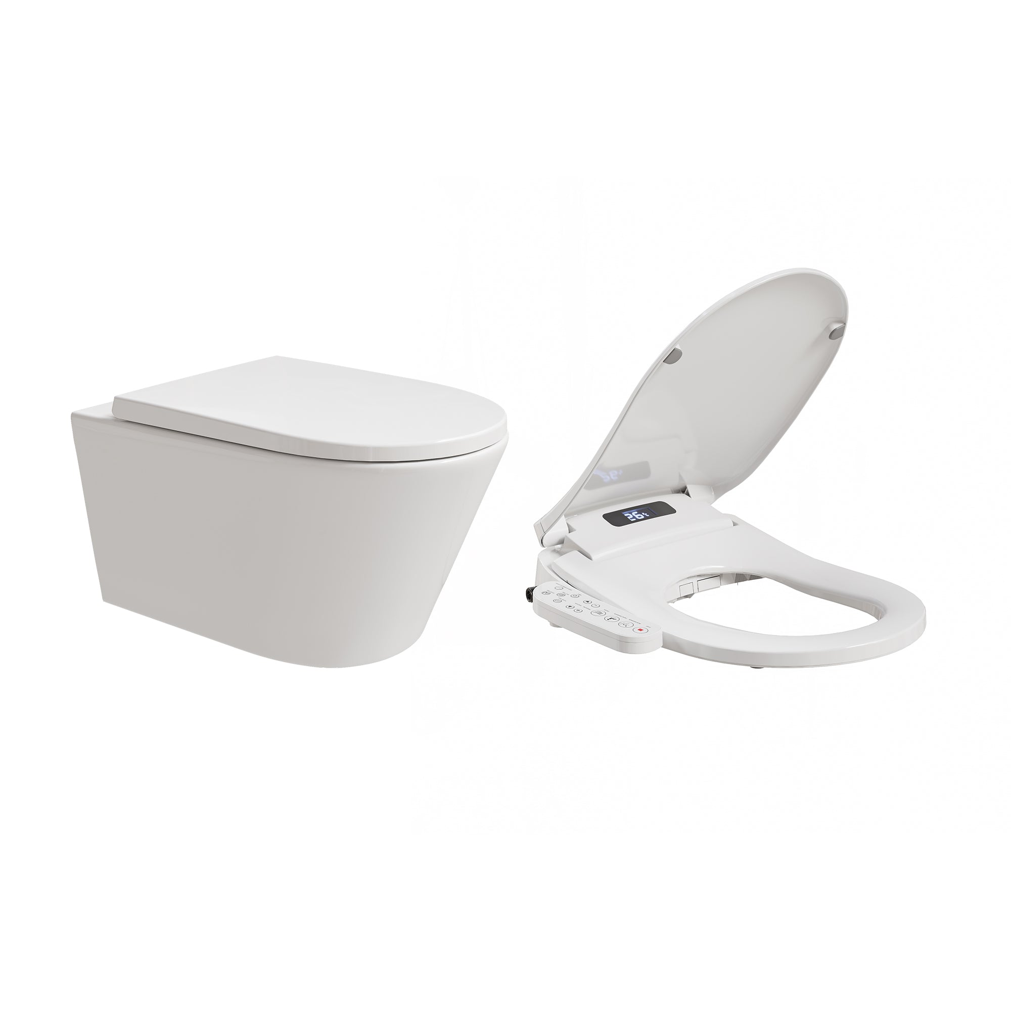 HOROW UG10R Wand-WC 53,9 cm – Weiß - WC & Smart WC-Sitz Set