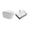 HOROW UG10R Wand-WC 53,9 cm – Weiß - WC & Waschbecken Set