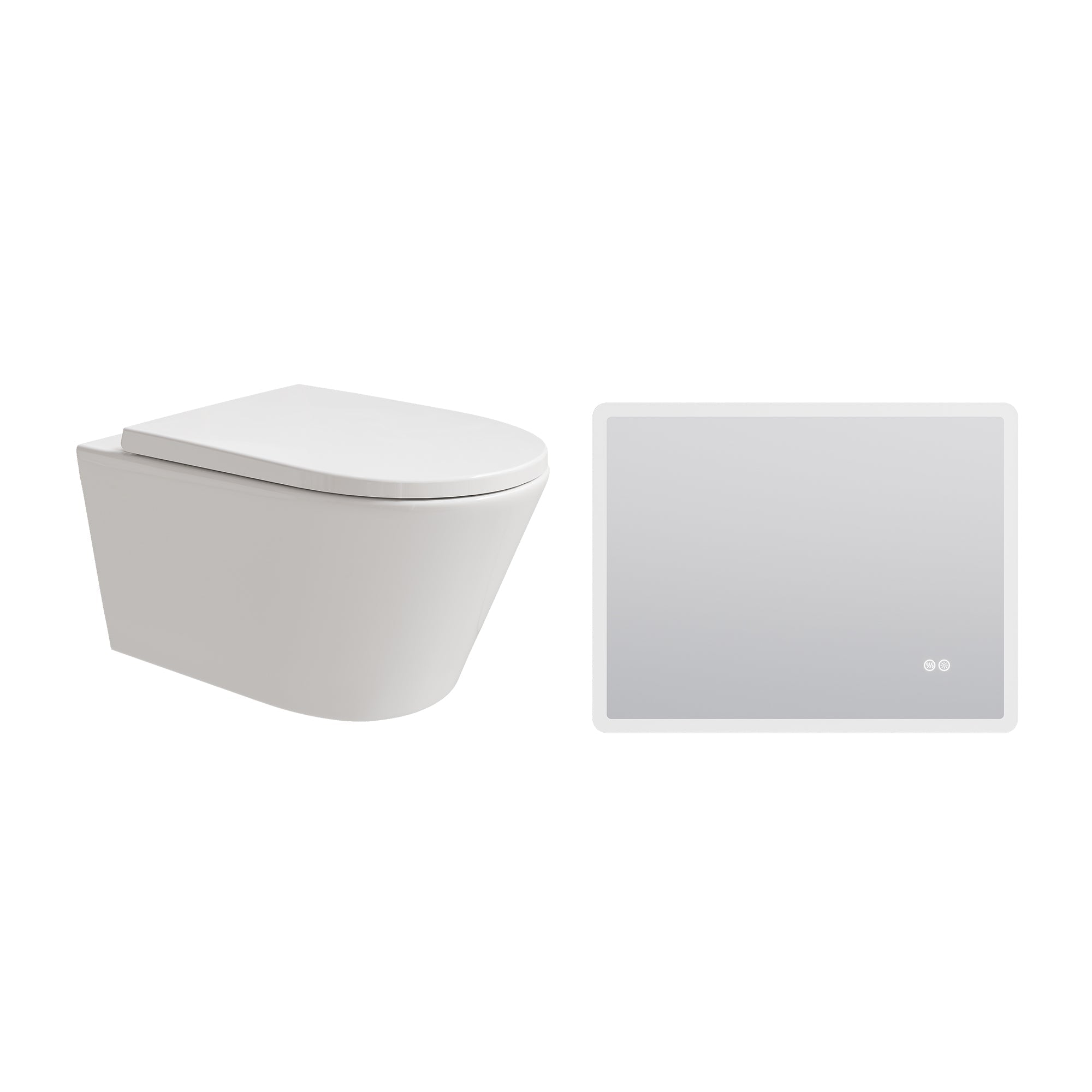 HOROW UG10R Wand-WC 53,9 cm – Weiß - WC & Spiegel Set