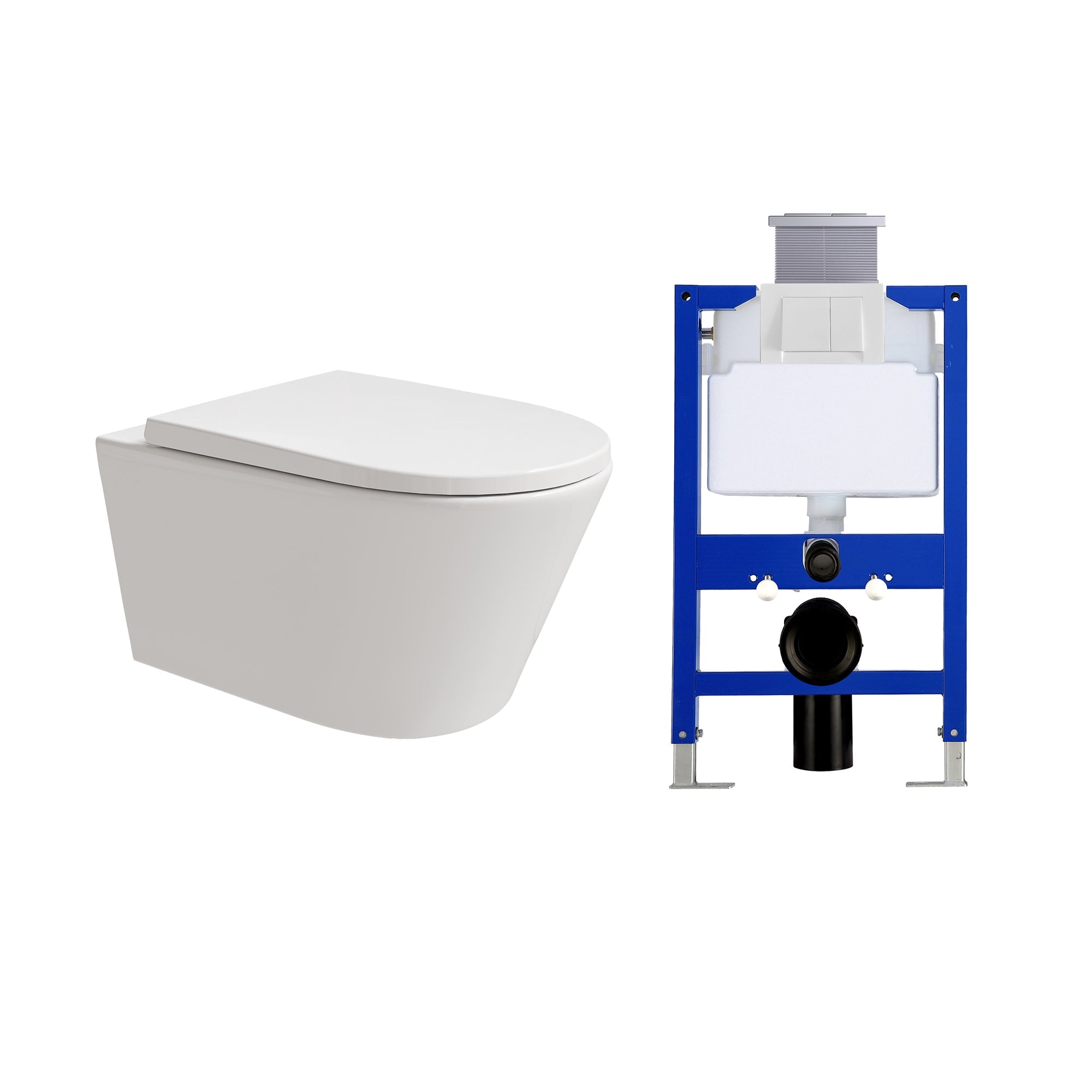 HOROW UG10R Wand-WC 53,9 cm – Weiß - WC & Spülkasten Set
