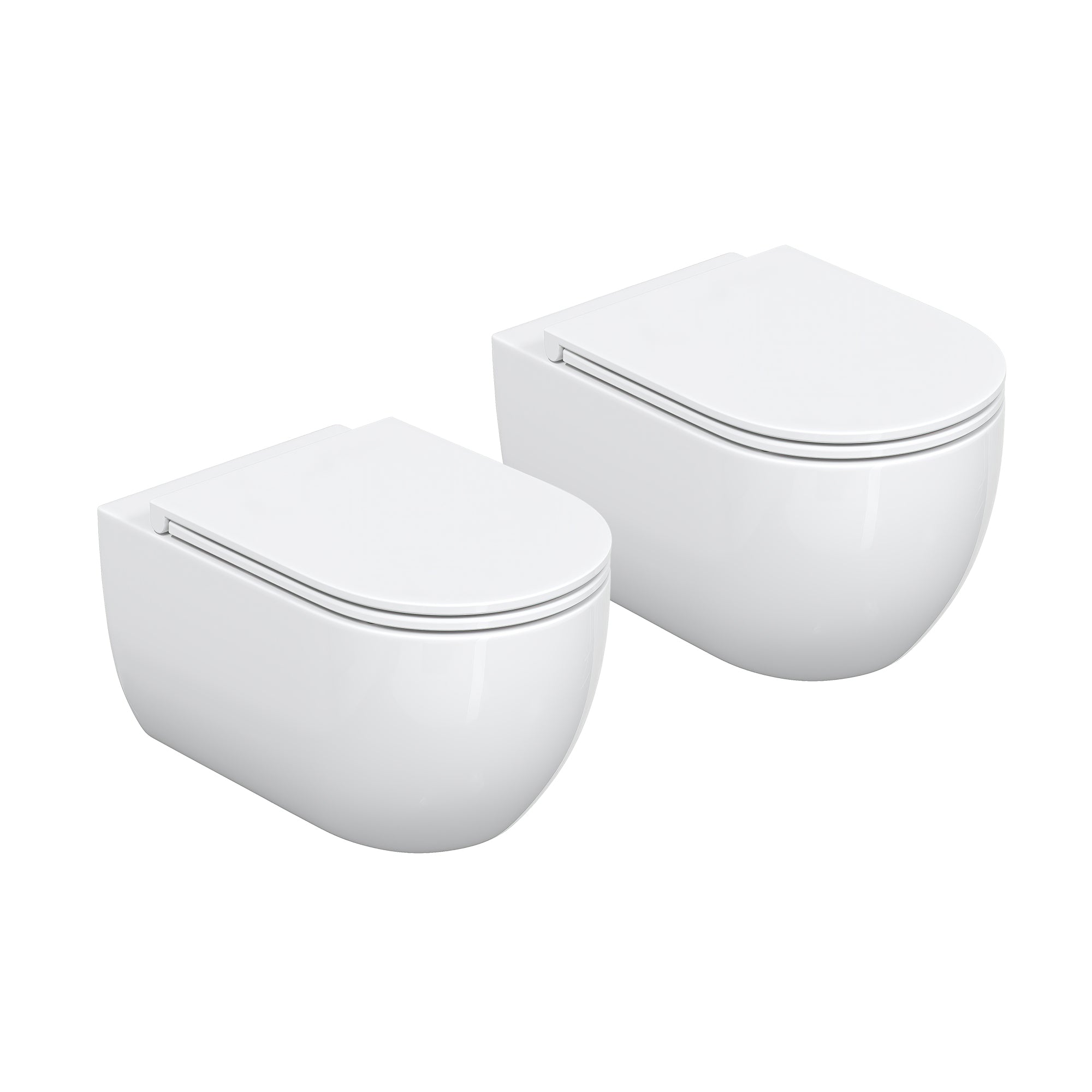 HOROW UG16R Spülrandloses Wand-WC mit Soft-Close-Deckel, 54×36×35,5cm - 2er-Set
