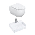 HOROW UG16R Spülrandloses Wand-WC mit Soft-Close-Deckel, 54×36×35,5cm - WC & Waschbecken Set