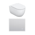 HOROW UG16R Spülrandloses Wand-WC mit Soft-Close-Deckel, 54×36×35,5cm - WC & Spiegel Set