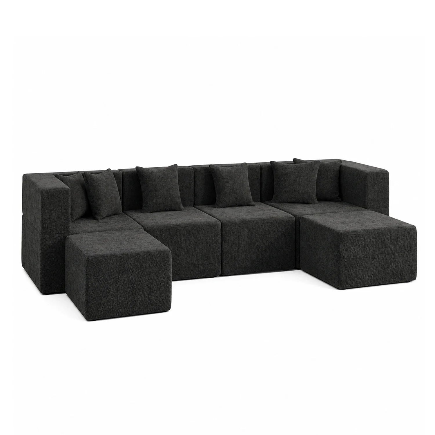 U-Shaped Modular Couch - Black / Chenille