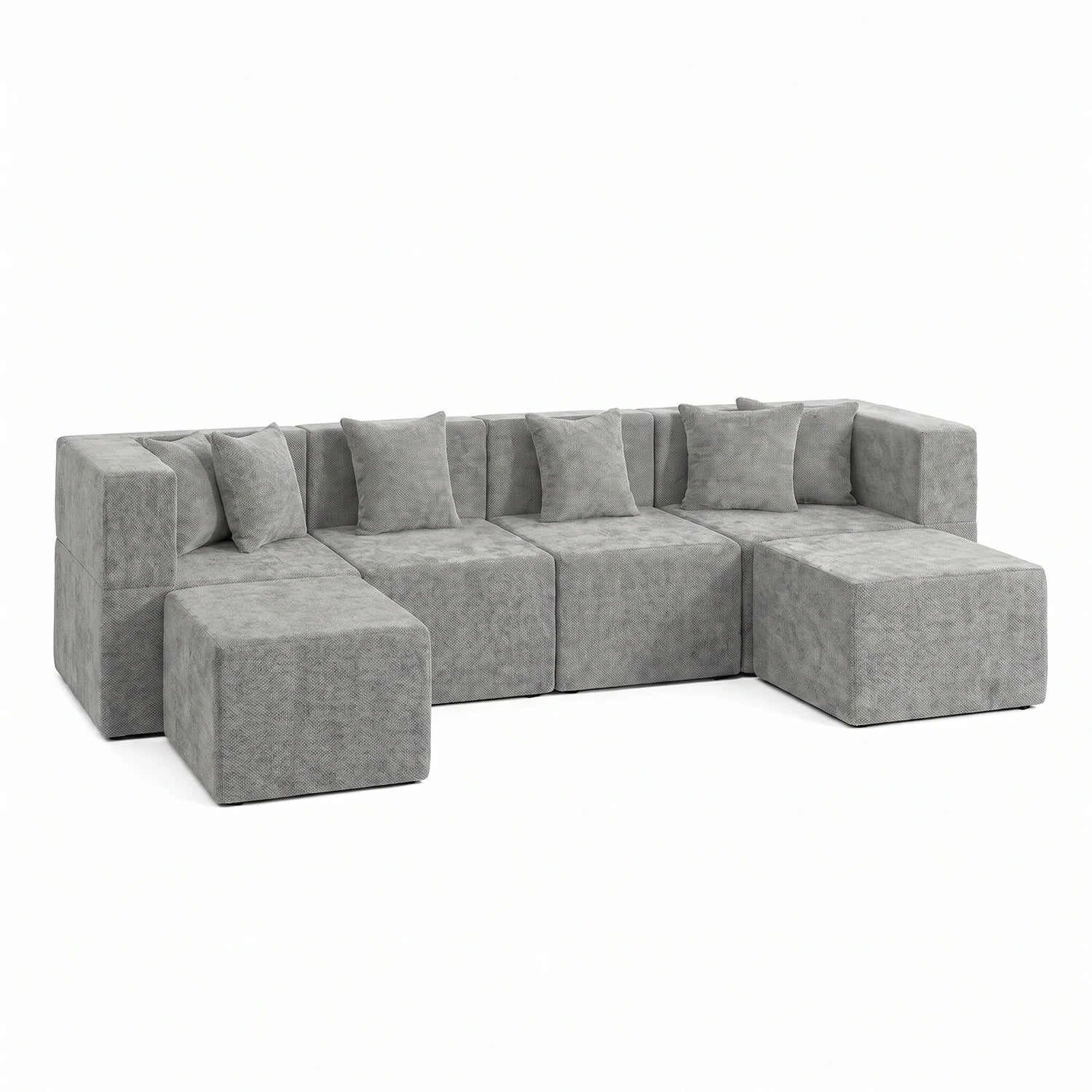 U-Shaped Modular Couch - Light Grey / Chenille