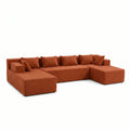 U-Shaped Sectional Couch (Corduroy) - Red / Corduroy