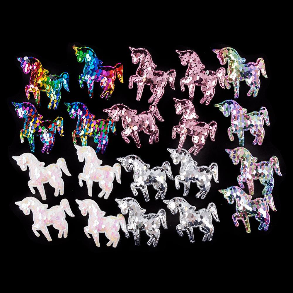 Pack of 20 Sequin Embellishments - Unicorns, Flamingos, Butterflies, Mermaid Tales - Unicorn