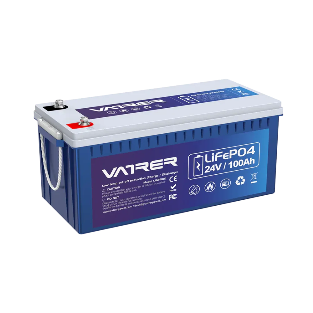 Vatrer 24V 100Ah Bluetooth Lithium Deep Cycle Battery 100A BMS