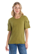 Round neck short sleeve hi-lo - Moss / L
