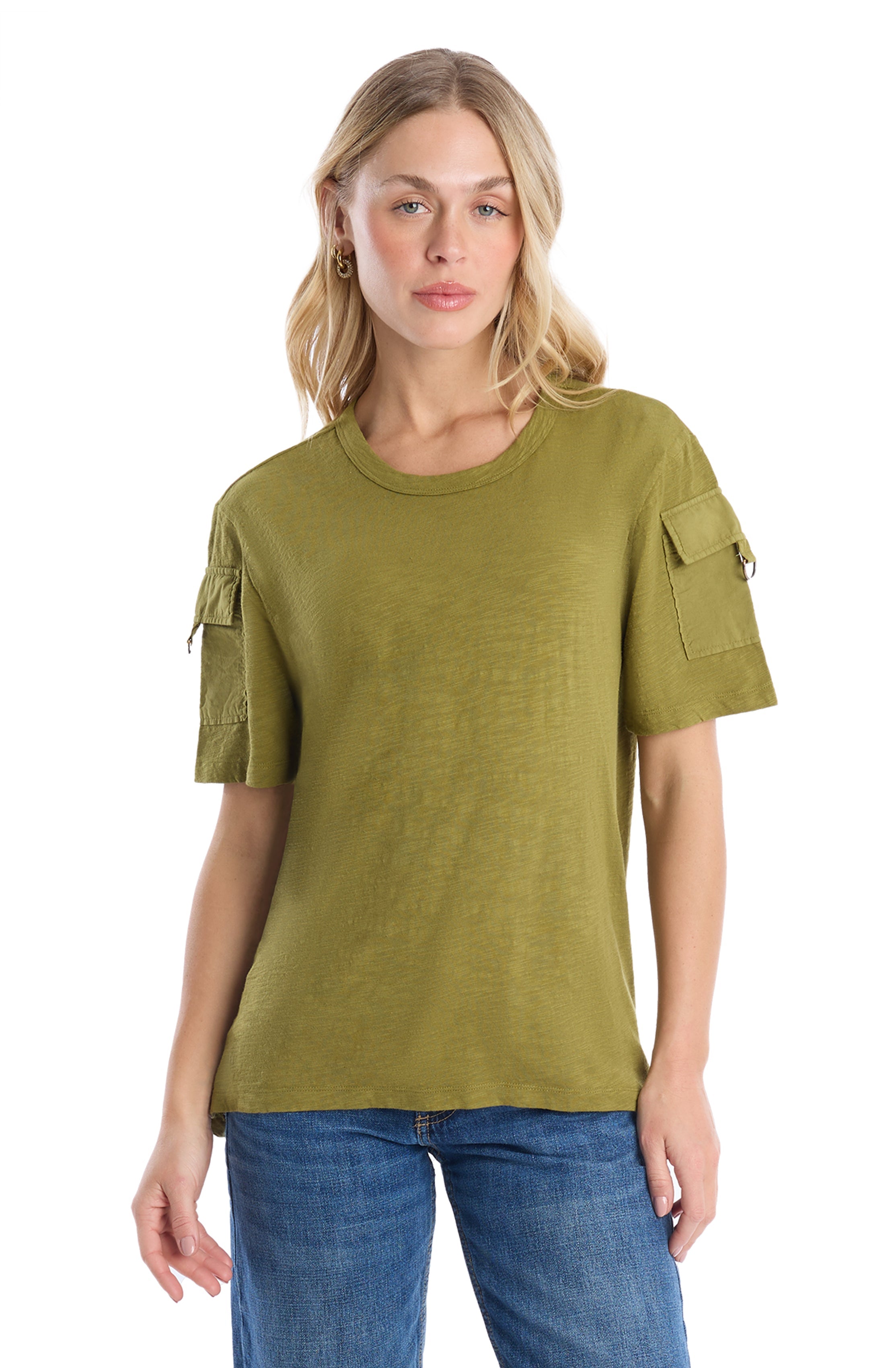Round neck short sleeve hi-lo - Moss / L