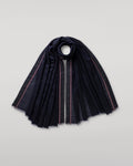 Ives Chevron Border Navy Cashmere Scarf