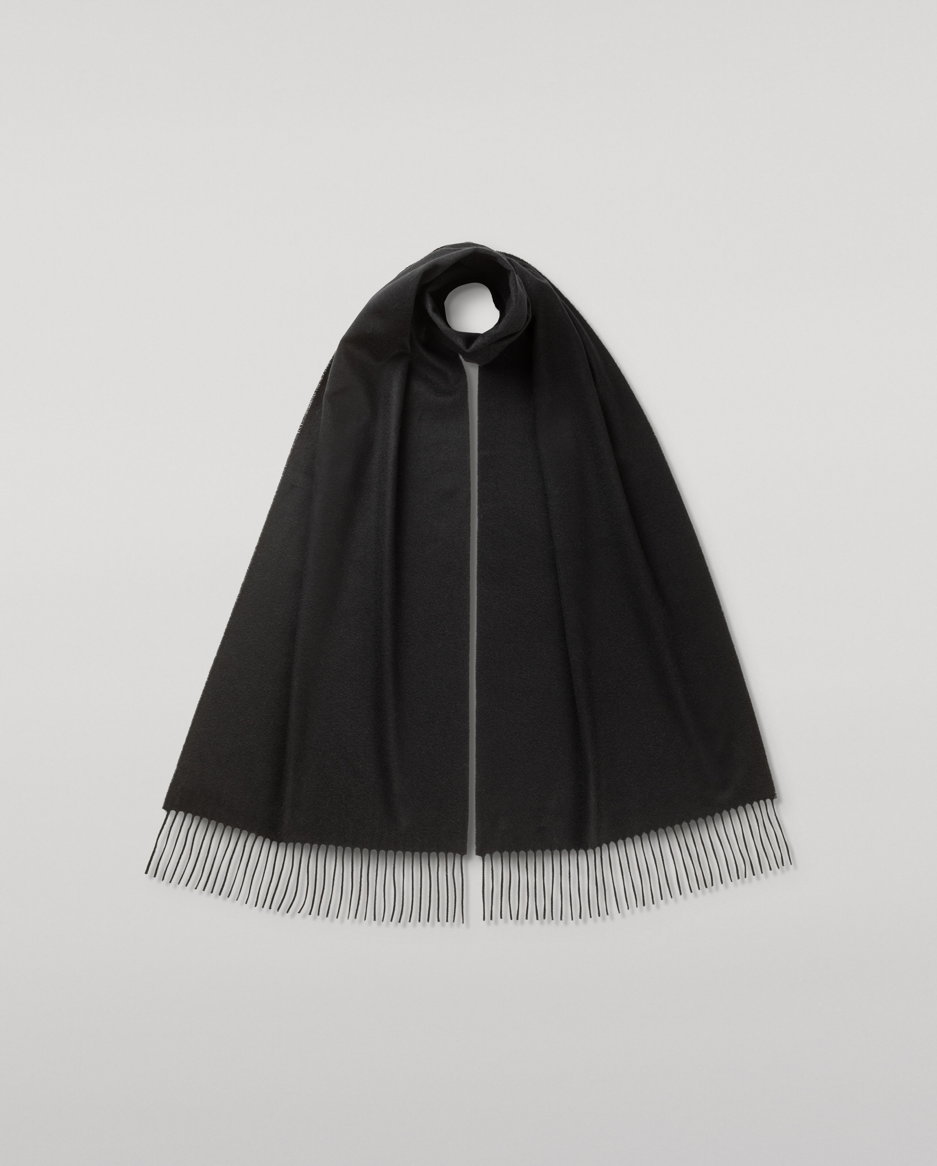 Wide Black Cashmere Scarf